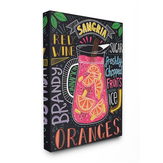 Stupell Industries Summer Sangria Pitcher Chalk Style Ingredient List Canvas Wall Art